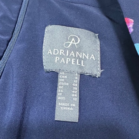 Adrianna Papell Navy Multi Floral Print‎ Chiffon Jumpsuit Size 8 NWT - Picture 4 of 4